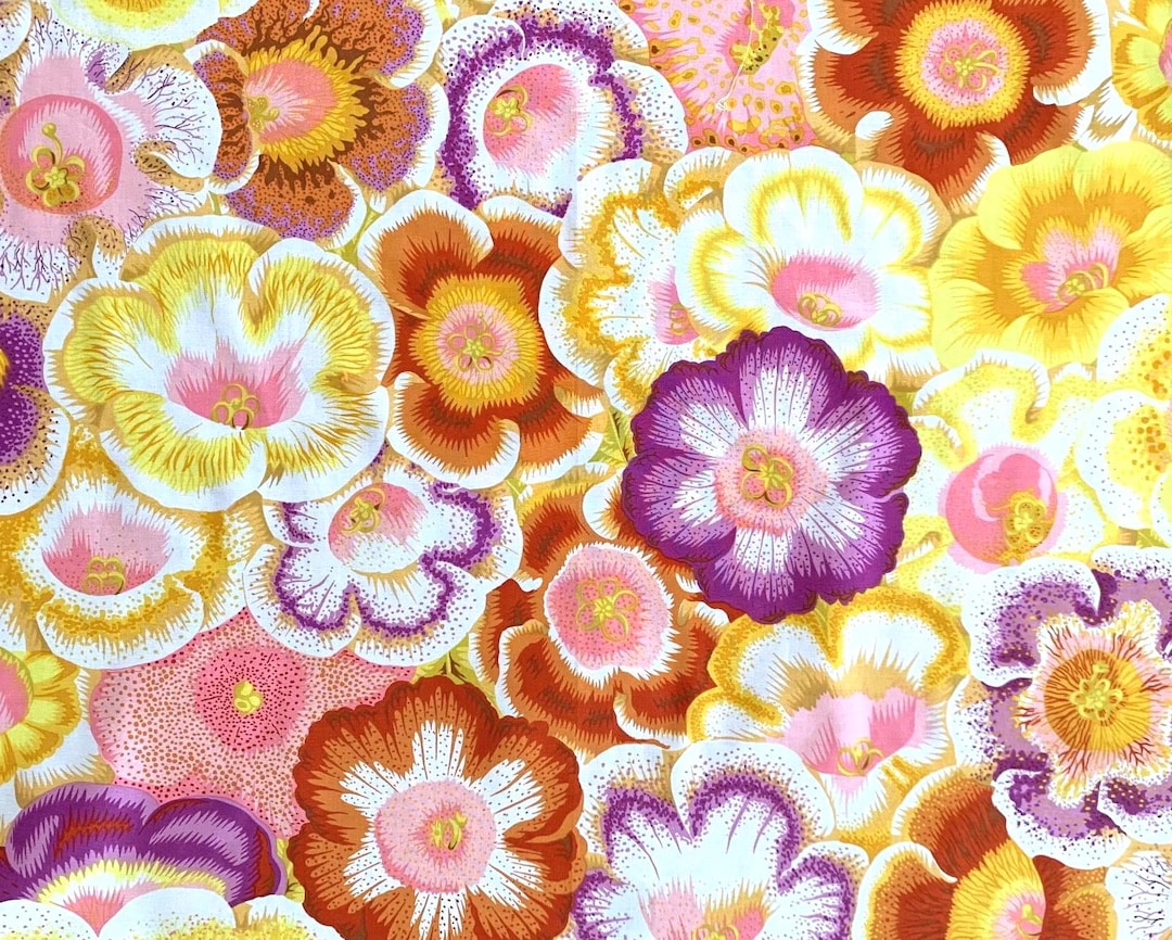 OOP Rowan Kaffe Fassett Philip Jacobs Gloxinias Purple Yellow Cotton ...