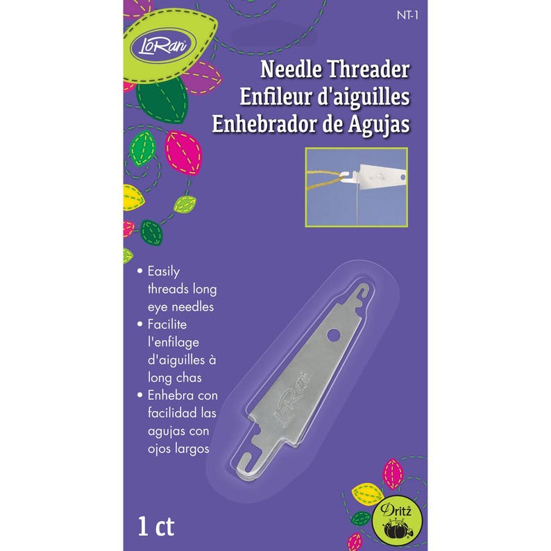 Dritz Loran Flat Long Eye Double Ended Needle Threader Flat Metal Hook ...