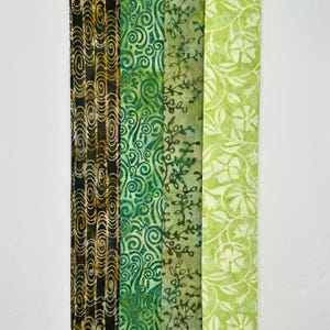 Assorted Batik 4 Half Yards Green Brown Leafy Floral Stash Builder Marbled Batik Cotton Batik Fabric 2 Total Yards A86