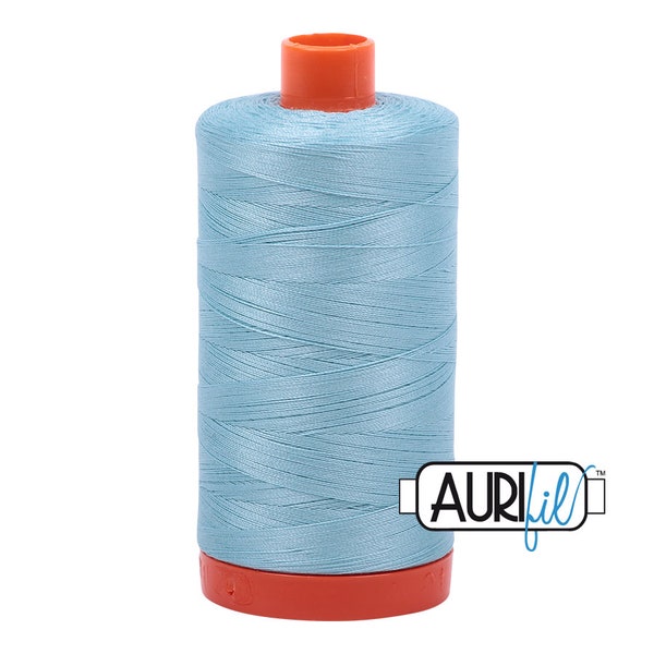 AURIFIL 2805 Light Turquoise MAKO 50 Weight Wt 1300m 1422y Spool Light Aqua Teal Blue Quilt Cotton Quilting Thread