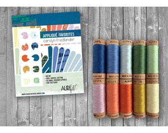 Aurifil Applique Favorites Collection Carolyn Friedlander 80 Weight Wt Orange Blue Green Cotton Quilting Thread Set of 10 CF80AF10