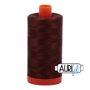 AURIFIL 2360 Chocolate Deep Red Brown Bark MAKO 50 Weight Wt 1300m 1422y Spool Quilt Cotton Quilting Thread