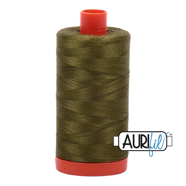 AURIFIL 2887 Very Dark Olive MAKO 50 Weight Wt 1300m 1422y Spool Dark Green Quilt Cotton Quilting Thread