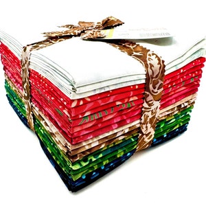 Java Batiks Holiday Christmas Light Grey Blue Red Green Brown Batik Fat Quarters 20 Fqs Fabric 18 x 22 FQ-MASJAB-HOL