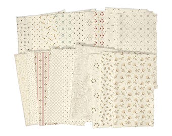 Buttercream and Brickle Bits Basics Kim Diehl Henry Glass Civil War Reproduction Beige Cream Fabric 42 5 x 5 Inch Squares Charm