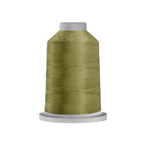 May include: A spool of olive green thread.
