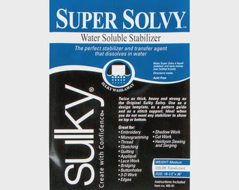 Sulky Super Solvy Heavier Water Soluble Stabilizer 19.5 x 36 Inch 405-01