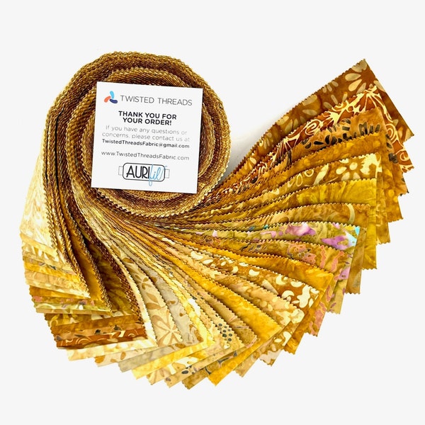 Java Batiks Gold Wheat Batik Jelly Roll 40 2.5 Inch Fabric Strips ST-MASJAB-GOL2