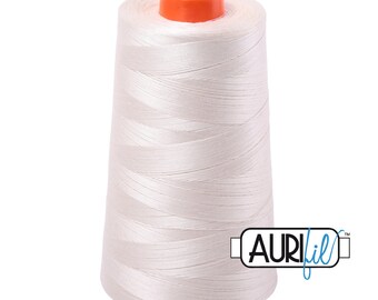 AURIFIL Cone 2309 Silver White Egyptian Mako Cotton 50 Weight Wt 5900 Meters 6452 Yards Quilt Cotton Quilting Thread