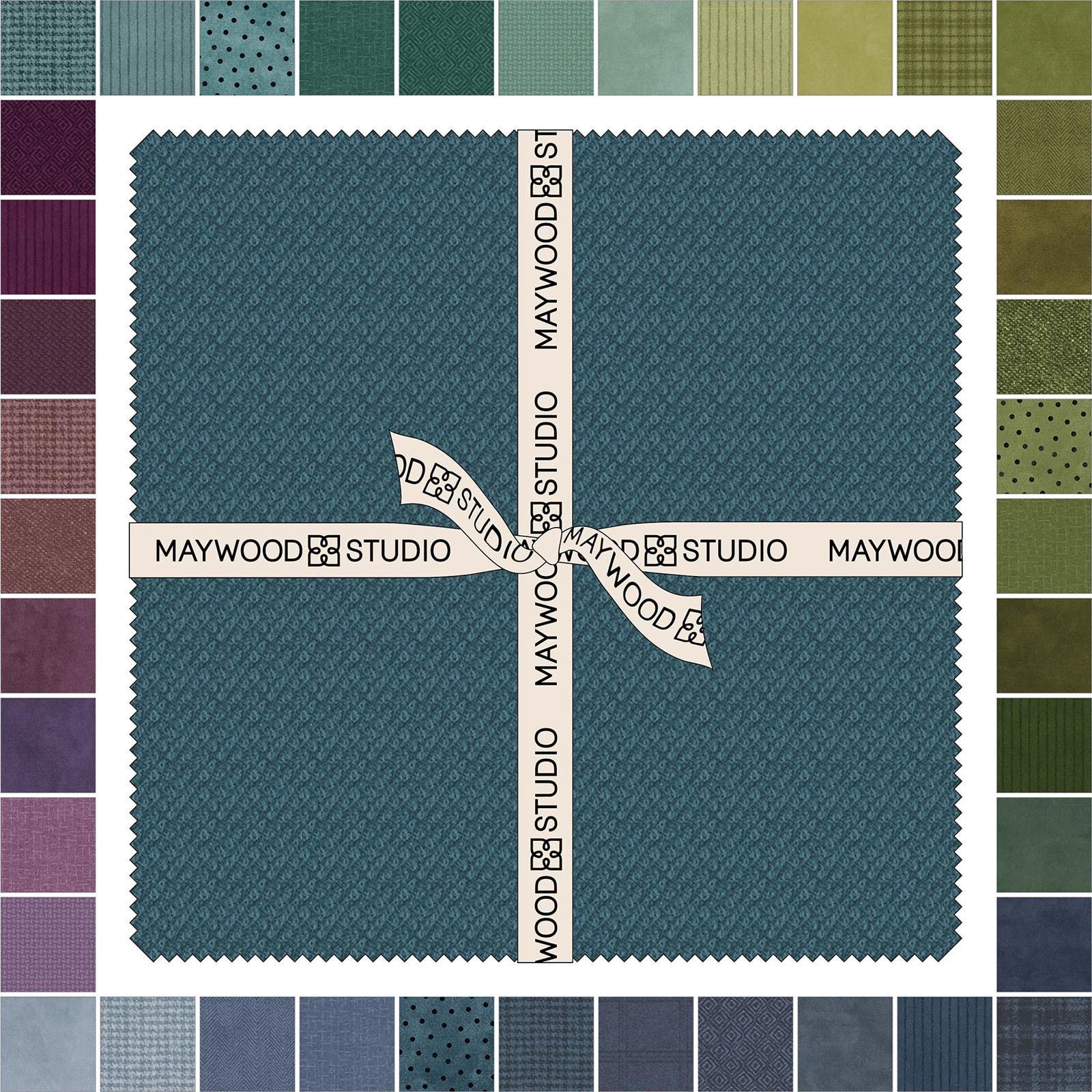 NEW Gemstones Maywood Woolies Flannel Teal Blue Green Purple Cotton Flannel 10 inch Fabric Layer Cake LC