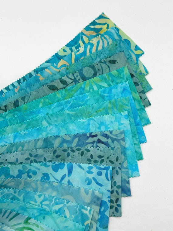 Java Batiks Soft Turquoise Blue Batik Jelly Roll 40 2.5 Inch