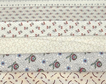 OOP Civil War Shirtings Reproduction Fabric 6 Inch Strips by 21/22 Blue Beige 8 Piece Bundle G36
