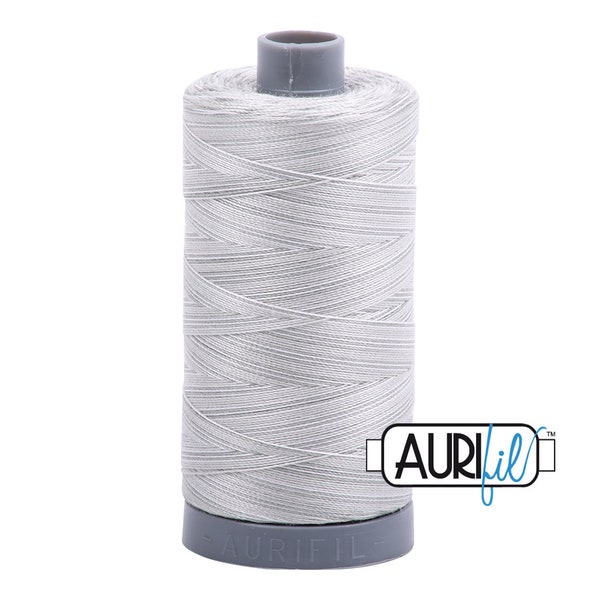 AURIFIL 4060 Silver Moon Grey Variegated MAKO 28 Weight Wt 750m 820y Light Grey Gray White Spool Quilt Cotton Quilting Thread