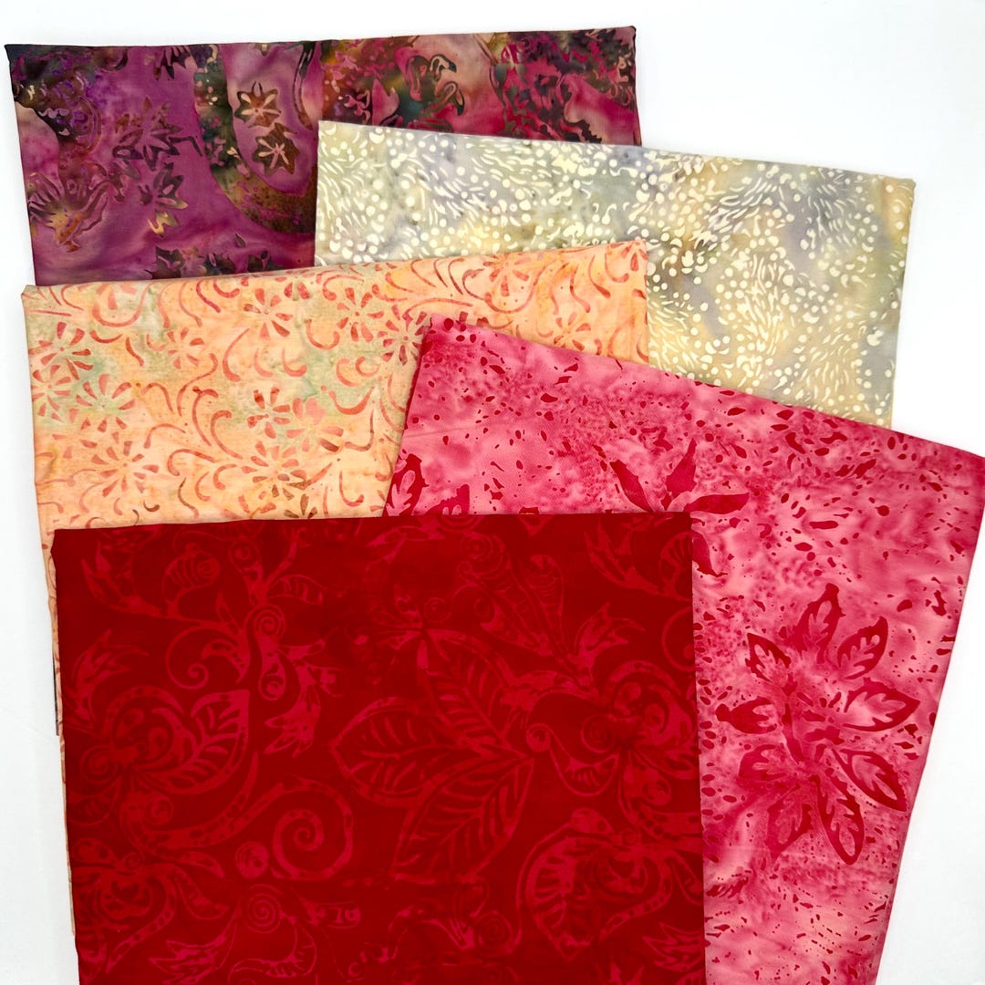 Assorted 5 YARDS Batik Medium Red Orange Pink Marbled Watercolors Batik ...