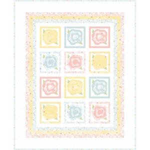 French Rose Buds Little Chicks Baby Flannel Kit Bonnie Sullivan Maywood Fabrics Pastels Pattern Quilt top and Binding 31 by 38 Inches
