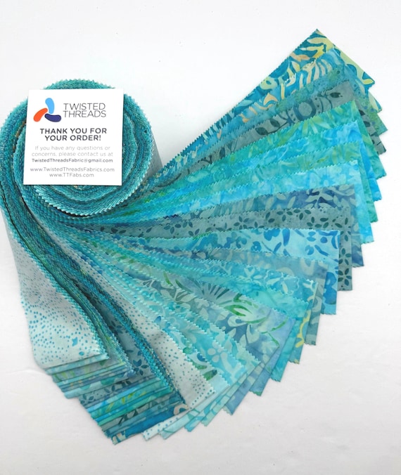 Java Batiks Soft Turquoise Blue Batik Jelly Roll 40 2.5 Inch