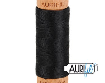 AURIFIL 2692 Black Ink Neutral MAKO 80 Weight Wt 274 meters 300 yards Spool Quilt Hand Applique Cotton Quilting Thread