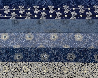 Civil War Reproduction Fabric 6 Inch Strips by 21/22 Blue Beige 8 Piece Bundle G30