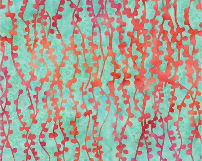 4 YARDS Anthology Batik Island Garden String of Pearls Teal Blue Orange ...
