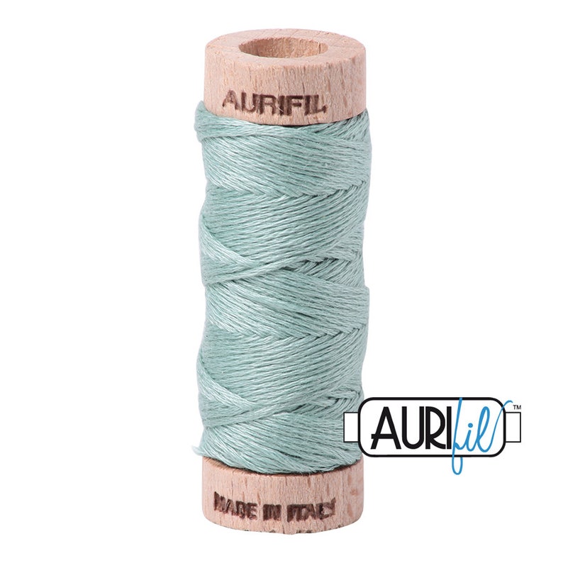 AURIFIL Floss Aurifloss 2845 Light Juniper Blue Green MAKO 6 Strand 18 yards Embroidery Cotton Thread Spool image 1