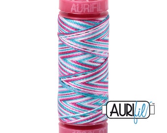 AURIFIL 4647 Berrylicious Magenta Teal Variegated Mako 12 Weight Wt 50 Meters 54 Yards Spool Quilt Cotton Quilting Thread