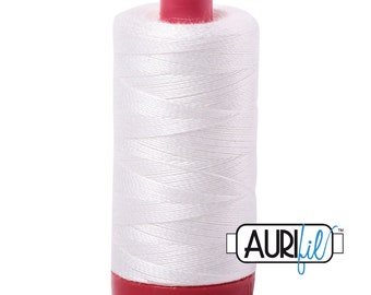 AURIFIL 2021 Natural White MAKO 12 Weight Wt 350 Meters 356 Yards Spool Quilt Cotton Quilting Thread