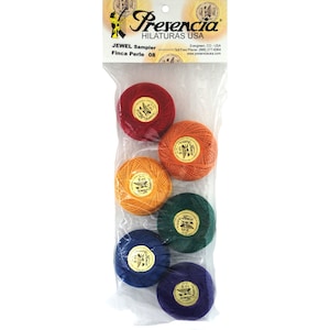 Presencia Finca PERLE Cotton Size 8 Set of 6 Jewel Sampler 75 Yards Each Applique Egyptian Cotton Embroidery Thread 816/08S-JEW