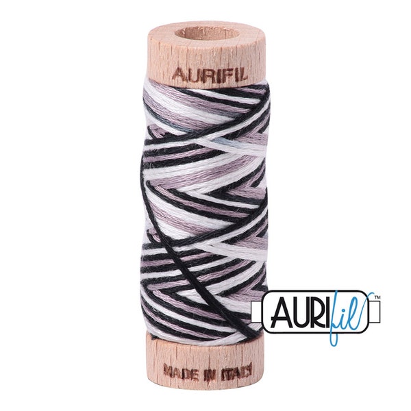 AURIFIL Floss Aurifloss 4652 Licorice Twist Black White Grey Variegated MAKO 6 Strand 18 yards Embroidery Cotton Thread Spool