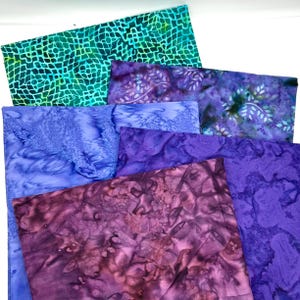 Assorted 5 YARDS Batik Green Blue Purple Maroon Marbled Watercolors Batik Cotton Batik Fabric Five 1 Yards A97