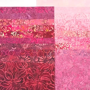 Java Batiks SWEETHEART Red Pink Cotton Batik Fabric 10 Inch Square Layer Cake -SWE