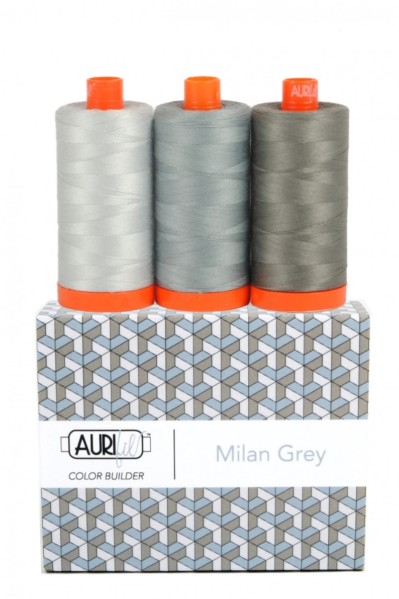 Aurifil MILAN Color Builder Mako Cotton 50 Weight Wt Large Spool Grey Gray Dove Quilting Thread Set of 3 2600 2610 5004 image 1