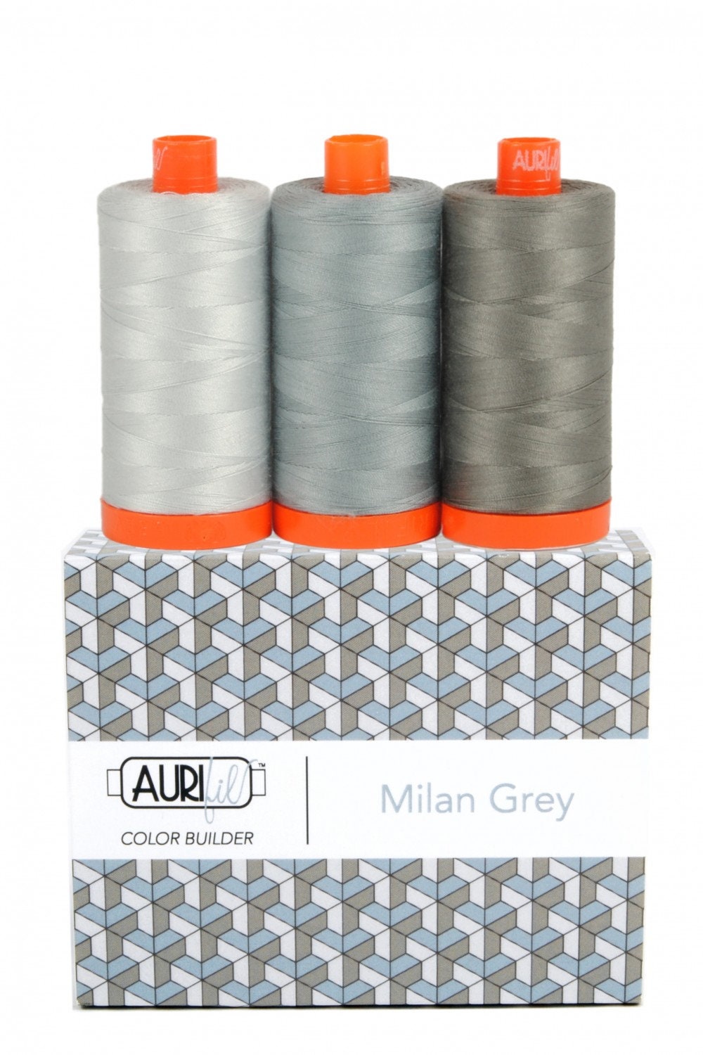 Aurifil MILAN Color Builder Mako Cotton 50 Weight Wt Large Spool Grey Gray Dove Quilting Thread Set of 3 2600 2610 5004