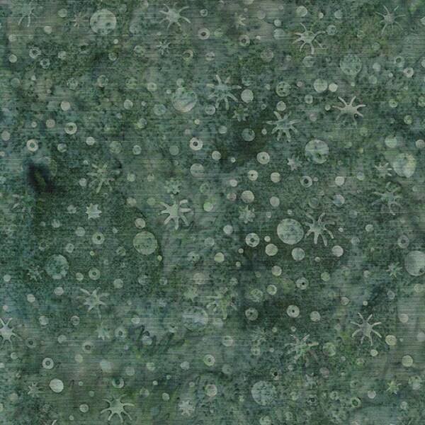 BTY Island Batik IB 722104644 Moss Teal Green Dots and Starts Wondrous Batik Cotton Fabric 1 Yard