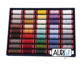 Aurifil LANA WOOL Collection Acrylic Wool Blend 12 Wt Large Spool Pink Blue Orange White Basic Color Applique Quilting Thread Set of 12