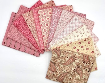 OOP Andover Jo Morton Pinks Civil War Reproduction Cotton Fabric 12 Fat Quarter Bundle DD3