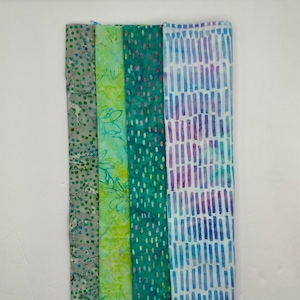 Assorted Batik 4 Half Yards Green Turquoise White Rainbow Purple Stash Builder Marbled Batik Cotton Batik Fabric 2 Total Yards A70