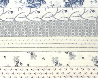 OOP Civil War Shirtings Reproduction Fabric 6 Inch Strips by 21/22 Blue Beige 8 Piece Bundle G42