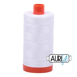 AURIFIL 2024 Bright White Neutral MAKO 50 Weight Wt 1300m 1422y Spool Quilt Cotton Quilting Thread