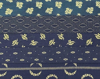 OOP Civil War Reproduction Fabric 6 Inch Strips by 21/22 Blue Beige 8 Piece Bundle G34