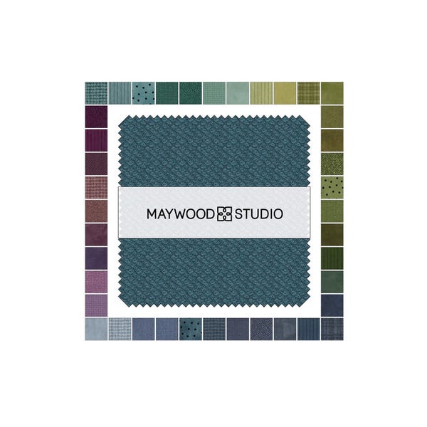 Gemstones Maywood Woolies Flannel Teal Blue Green Purple Cotton Flannel 5 inch Fabric Charm Square