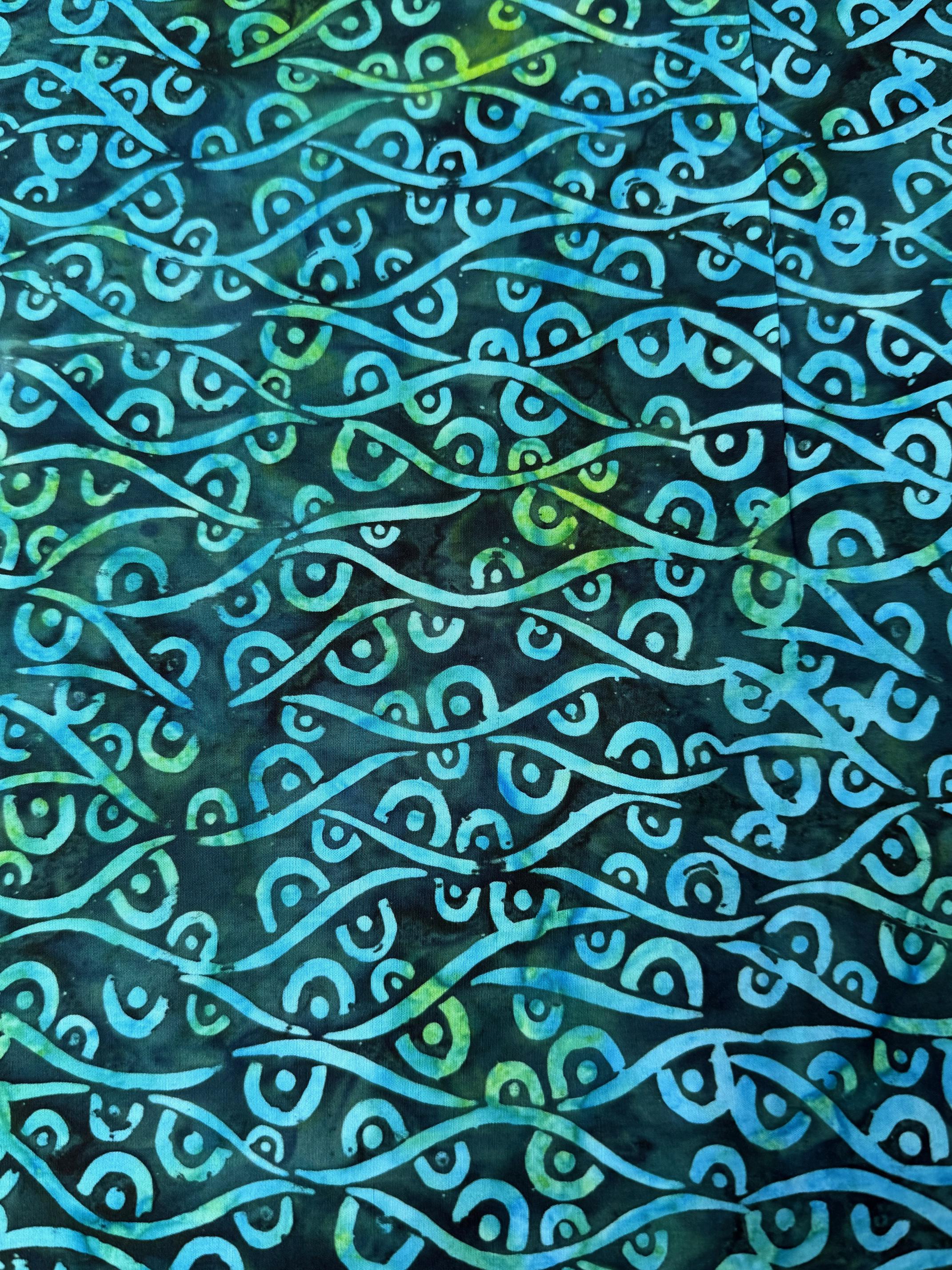 4 YARDS Anthology Batik Medium Turquoise Blue Aqua Green Swirls Marbled ...