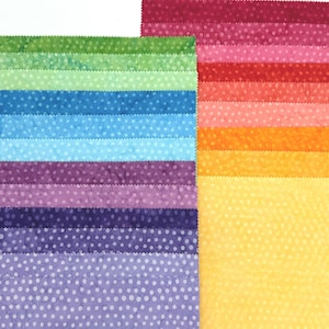 Java Batiks Rainbow Polka Dots Green Blue Yellow Orange Pink Batik Layer Cake 10 x 10 Inch Fabric Squares SQ-MASJAB-RAD