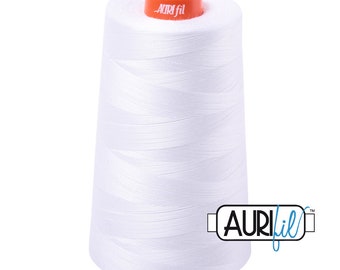 AURIFIL Cone 2024 Bright White Egyptian Mako Cotton 50 Weight Wt 5900 Meters 6452 Yards Quilt Cotton Quilting Thread