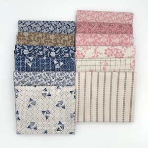 LEXINGTON Civil War Reproduction Windham Julie Hendricksen Fat Quarters Cream Blue Pink Tan Fabric 12 FQ Fat Quarter Bundle