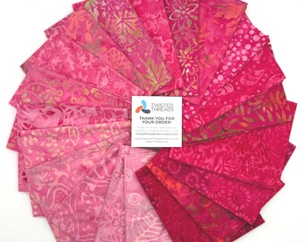 Java Batiks PINK 3 Cotton Batik Fabric 20 Fat Quarter Bundle -PIN3