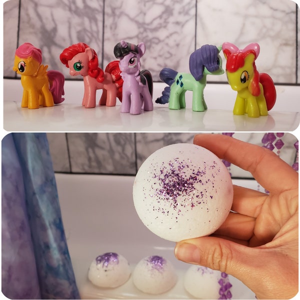 All Natural Bathbombs for Kids Organic Coconut Oil Dye-free With My Little Pony Toy Inside