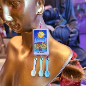 The Moon Tarot Card Spoons Earrings