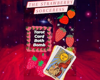 Bomba de baño rellena de premio con la carta del Tarot de la Hechicera Fresa
