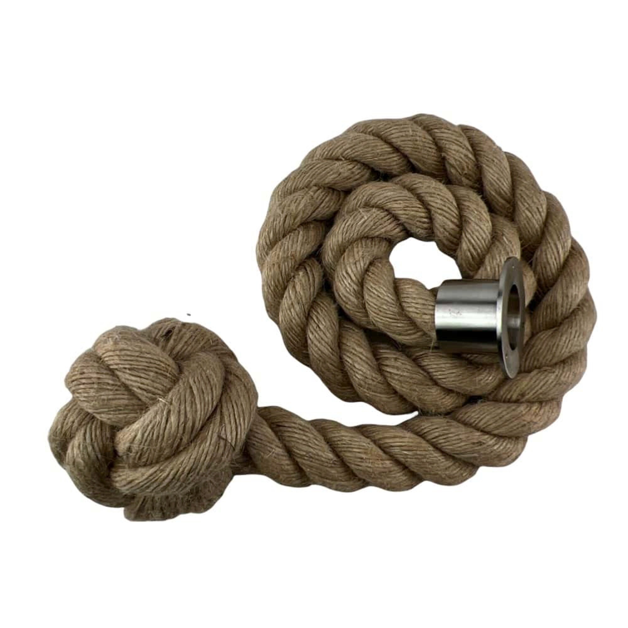 Natural Jute Barrier Rope With Hooks & Eye Plates - RopeServices UK