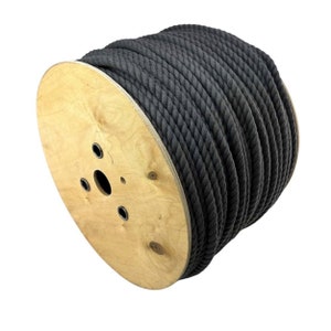 6mm Natural Slate Grey Cotton Rope On A Reel, 3 Strand Cord, Coloured Cotton